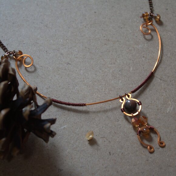 Copper Wire Rustic Necklace - Picture 3 of 5